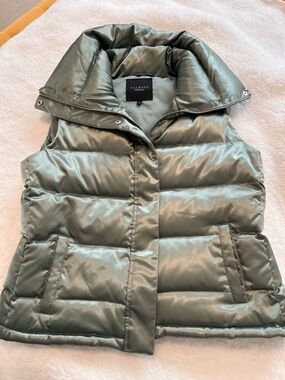 Talbots Satin-Look Puffer Vest in Soft Sage